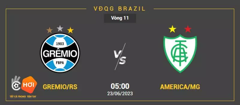 Gremio vs America Mineiro chạm trán với nhau tại vòng 11